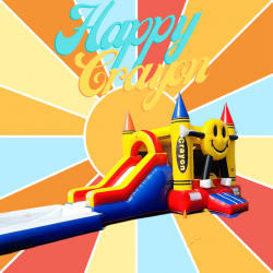 Happy Crayon Bounce House with  Water Slide