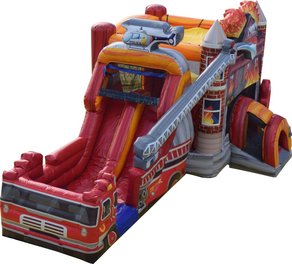 fire truck bounce house rental ready for any party and commonly know as inflatable fire truck