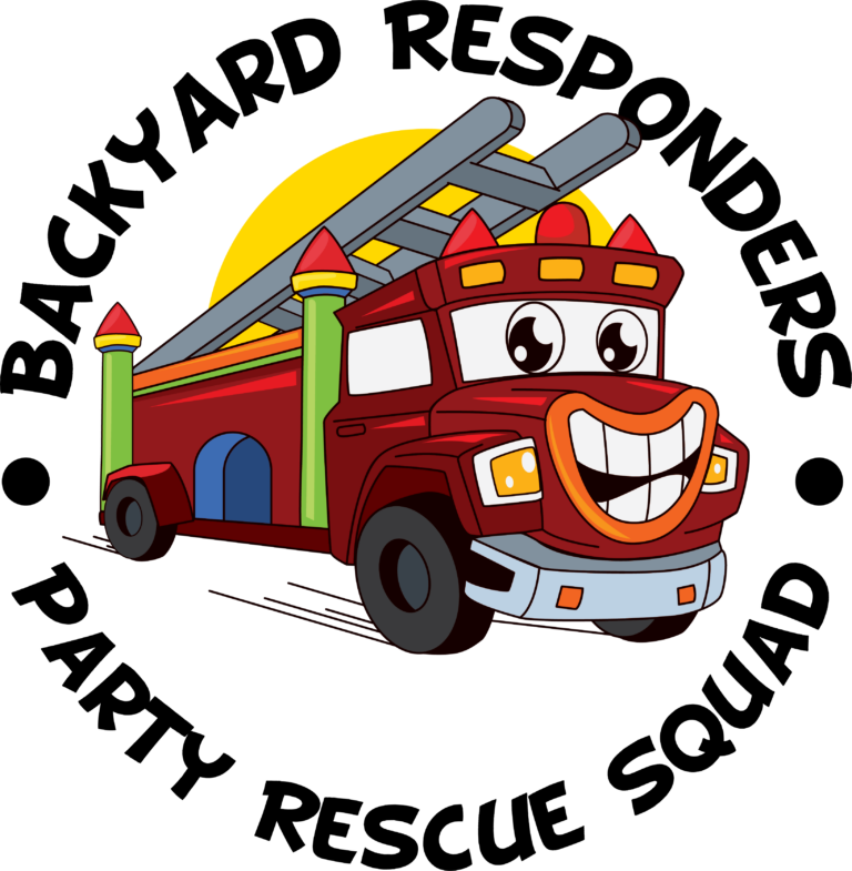 Fire Truck Logo with "Backyard Responder - Party Rescue Squad" around it