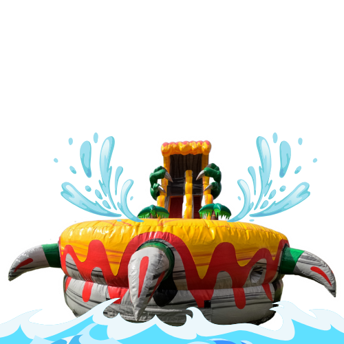 t-rex water slide rental with splashing water