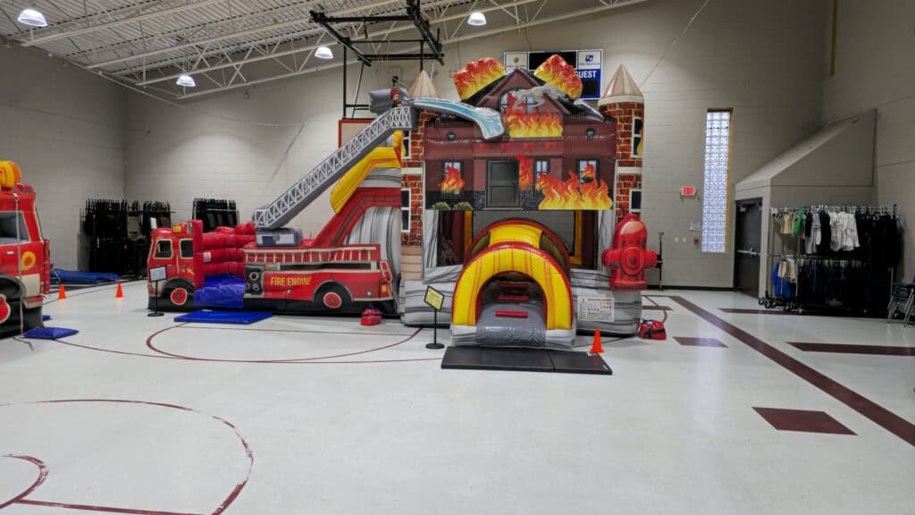 Inflatable Rentals for Schools with Engine 1 Bounce House rentals. School event rentals and project graduation rentals