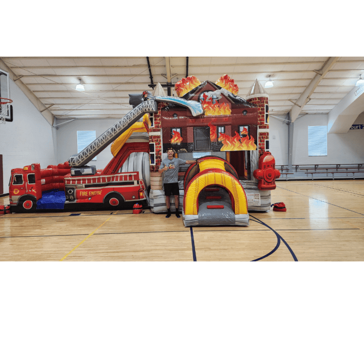 Fire Truck Bounce House water slide rental in Lexington, KY - Indoor inflatable fire truck bounce house for kids' birthday parties and events