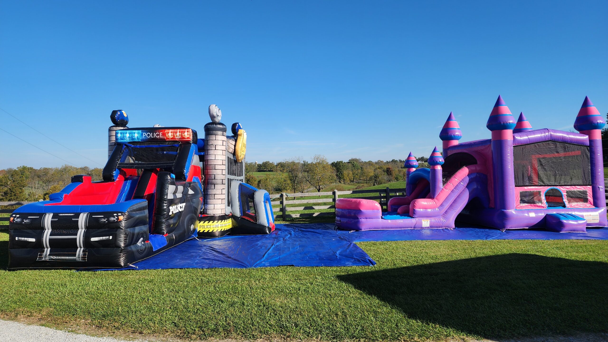 Bounce houses set up at a community event in Central Kentucky — Backyard Responders