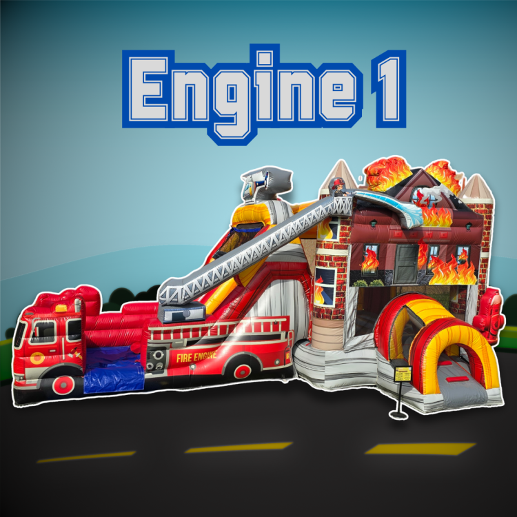 Engine 1 Bounce House with Dual Slides