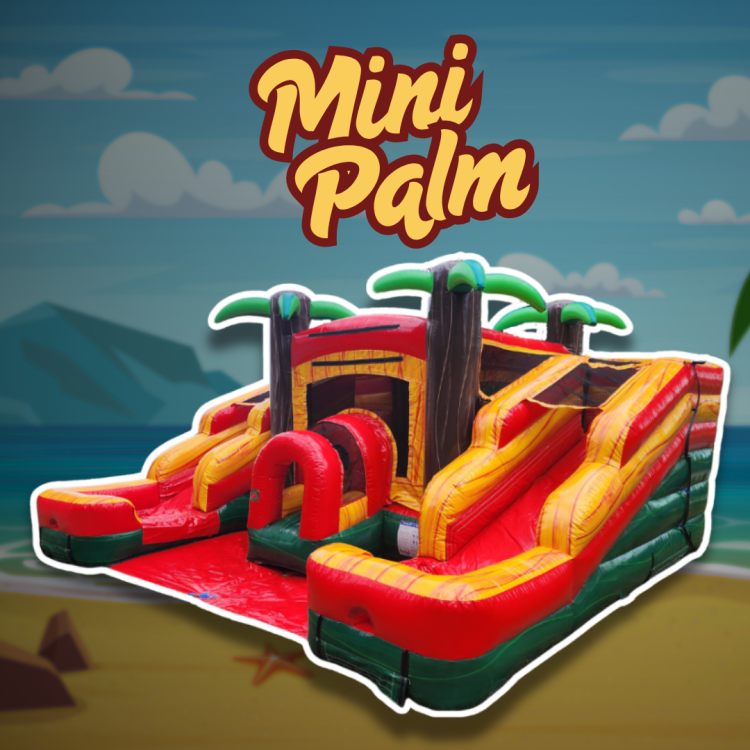 Mini Palm Bounce House with Dual Slides