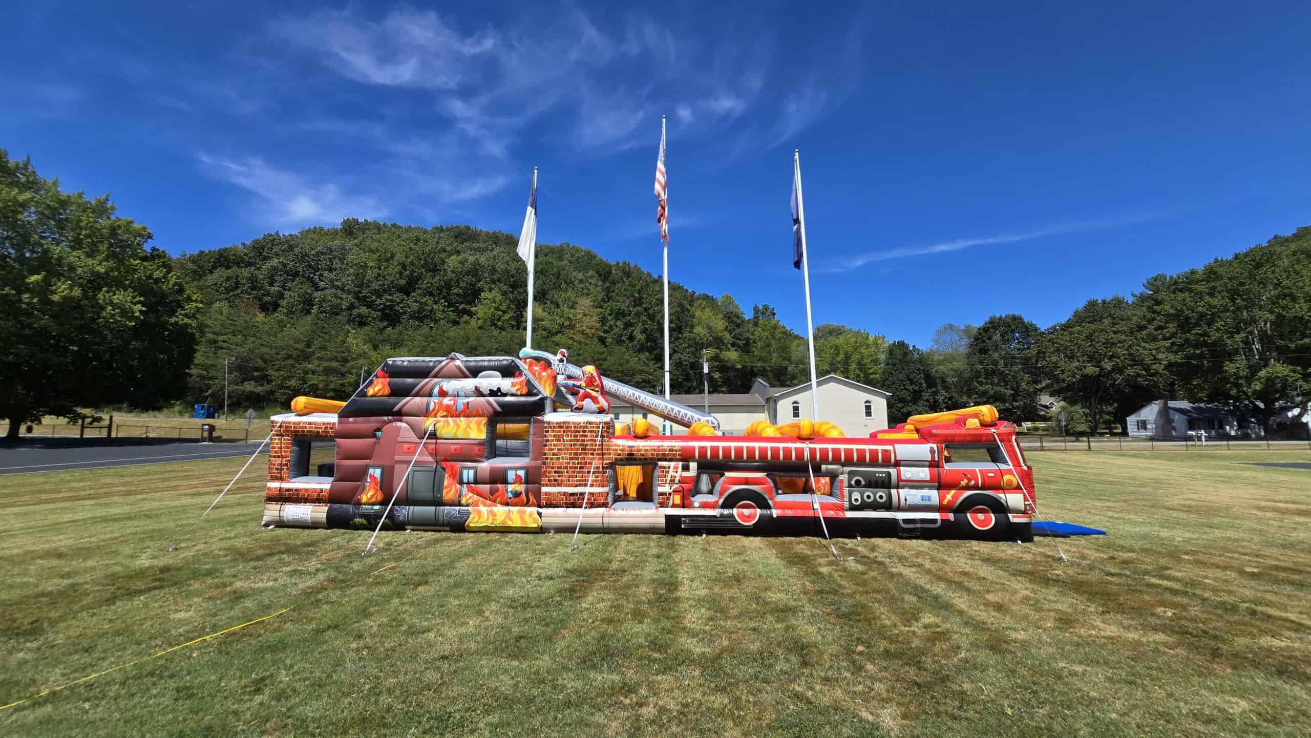 Inflatable bounce house rental professionally set up and anchored in Lexington KY by Backyard Responders