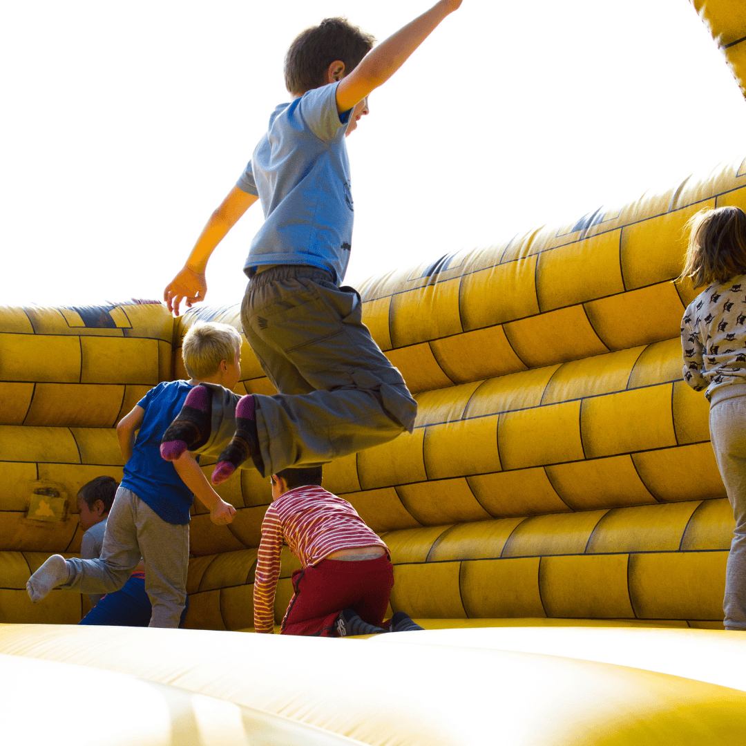 Engine 1 fire truck bounce house at a Central Kentucky family event