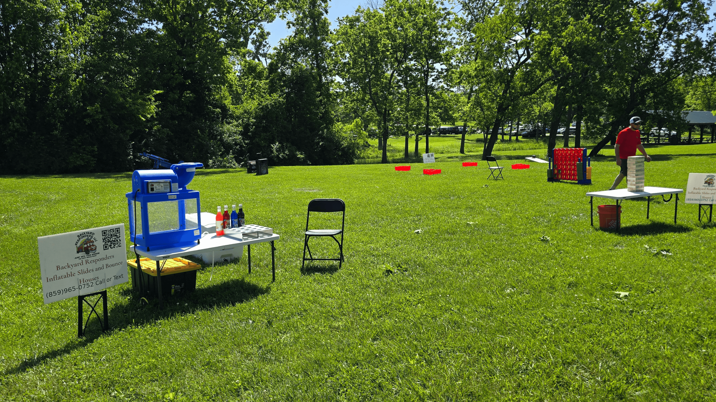 Community event for South Lexington Youth Baseball League with games and sno-cones