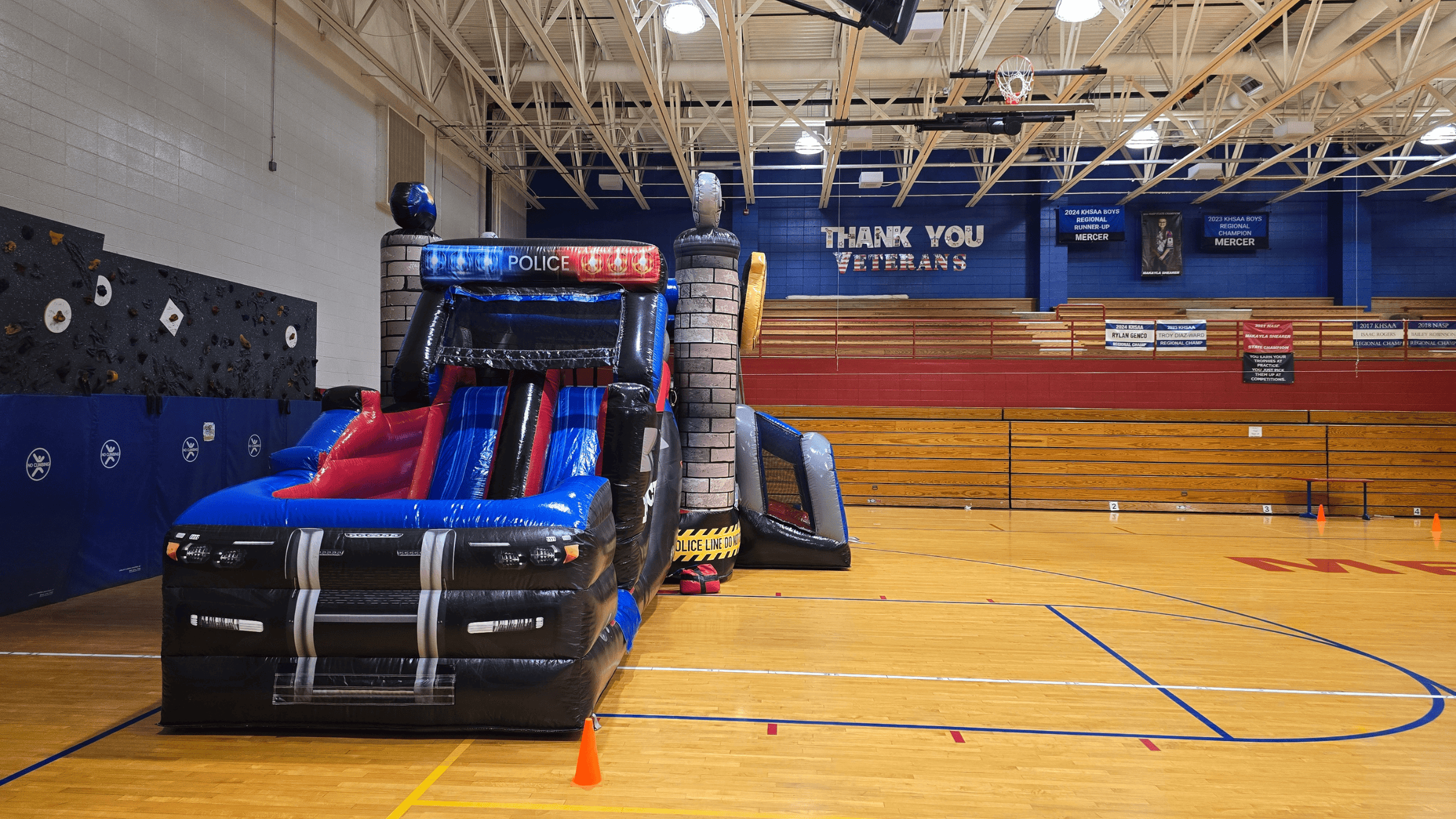 Police Cruiser bounce house at Mercer County Elementary in Harrodsburg KY