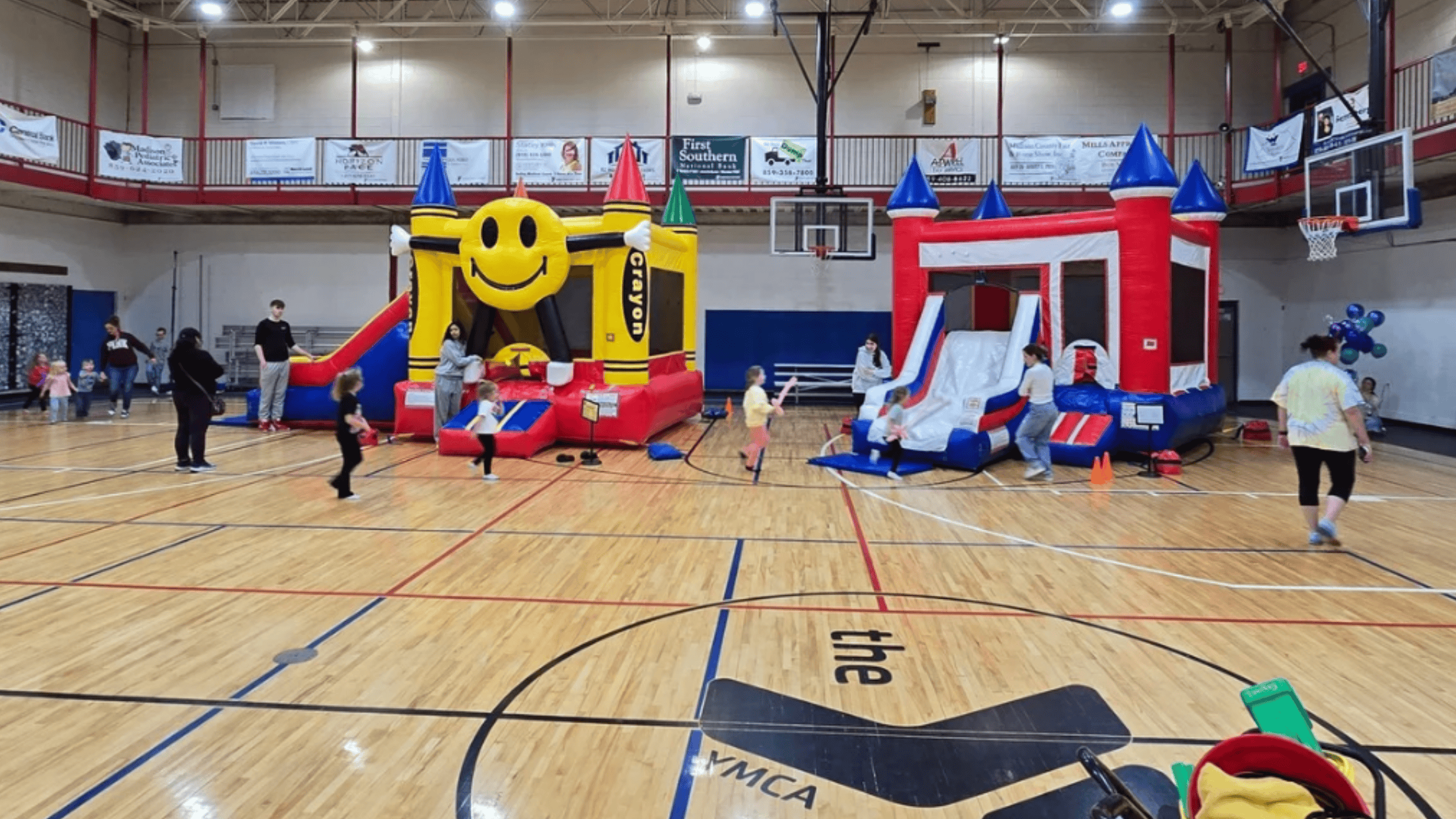 USA Bounce House and Happy Crayon at Richmond Family YMCA community event — Backyard Responders