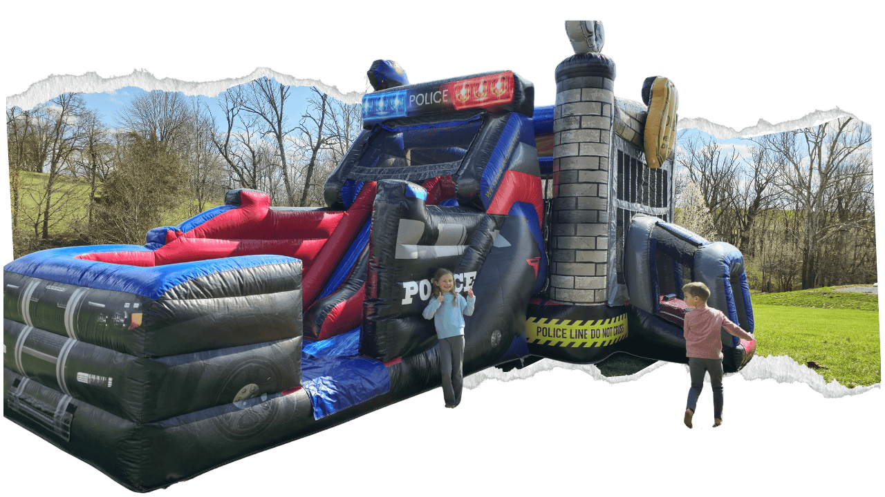 Lancaster inflatable bounce house rental with kids jumping in the bounce house